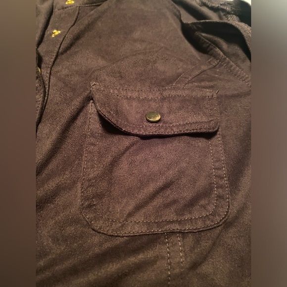 Vertigo, M women’s off the shoulder cut out/ long sleeve faux suede brown top - Picture 11 of 13